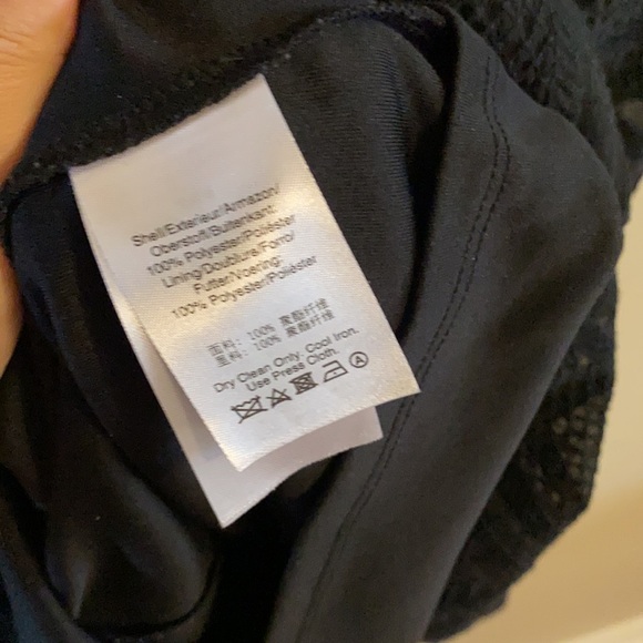 DKNY Aztec Textured Black V-Neck High Low Fit & Flare Dress - Picture 7 of 9